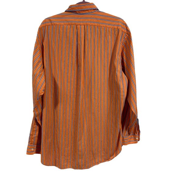 Ralph Lauren Classic Fit Orange, Blue, White Stripe Button Down Shirt Size 17 XL - Picture 7 of 9